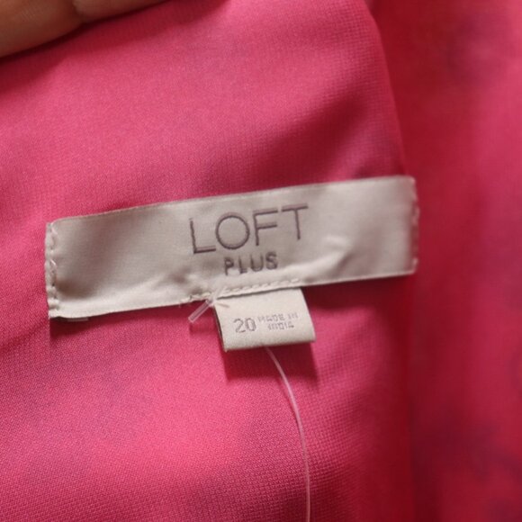 Loft Flutter Sleeve Ruffle Hem Pink Floral V Neck Dress Open Back, Size 20, NWT - Picture 10 of 14